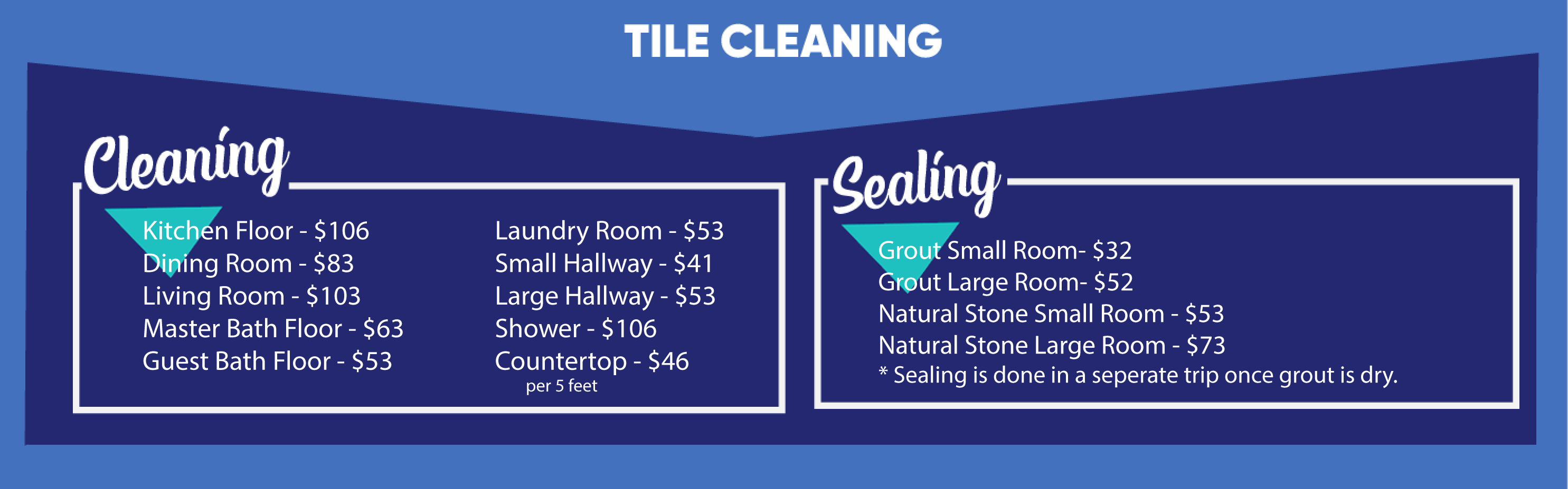 Carpet Cleaning Price Menu